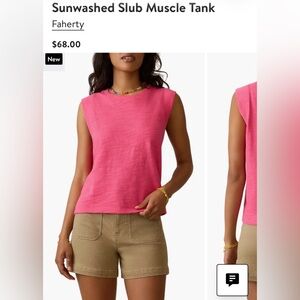 Faherty Sleeveless Pink Muscle Tee